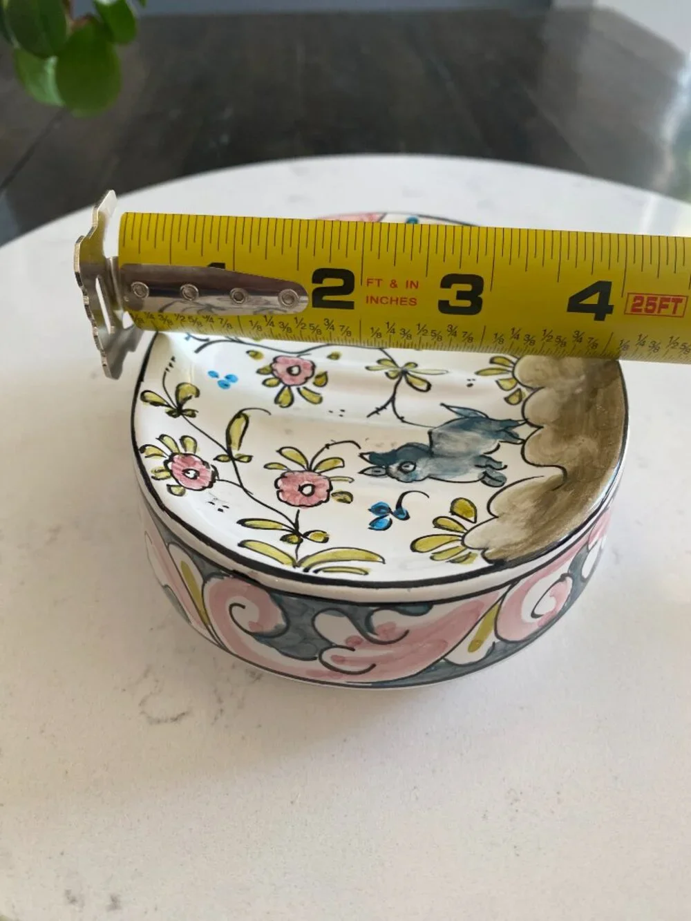Berardos Portugal Hand Painted Bathroom Set Tumbler Soap Dish Rabbit Floral